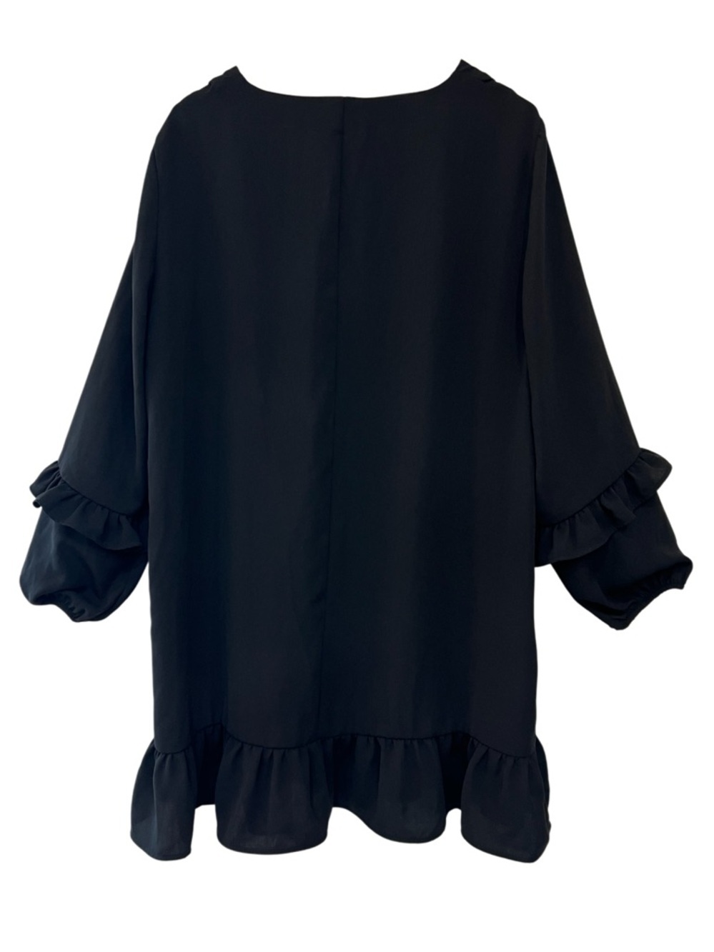 Zara Black Ruffle Sleeve Mini Dress V Neck Long Sleeve XXL - Picture 4 of 7